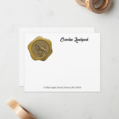 Elegante Gold Wax Seal met Leo Notitiekaartje (Voorkant / Achterkant in situ)
