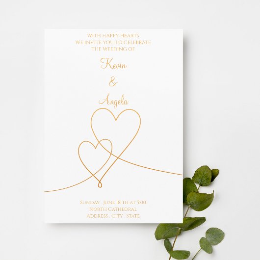 Elegante Gold & White Minimalistische Uitnodiging 