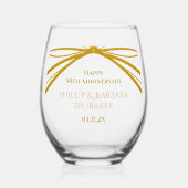 Elegante Golden 50e Jubileum Keepsake Wijnglas Zonder Voet (Voorkant)