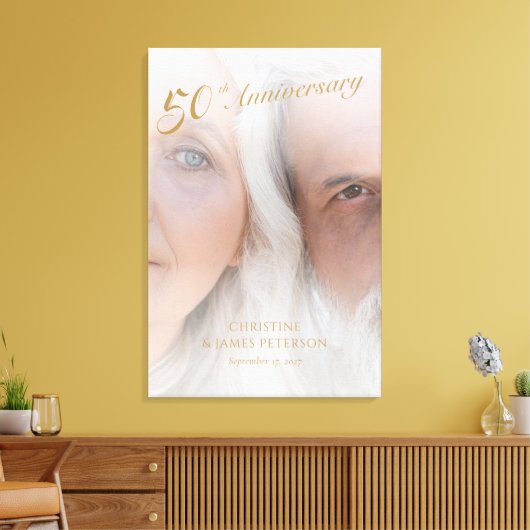 Elegante Golden 50ste Jubileum Custom Photo Canvas Afdruk (Insitu (Woonkamer))