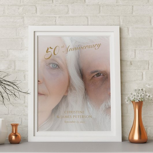 Elegante Golden 50ste Jubileum Custom Photo Canvas Afdruk
