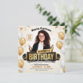 Elegante Golden Adult Verjaardagsfeestfoto Kaart (Staand voorkant)