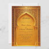 Elegante Golden Arch islamitische bruiloft uitnodi Kaart (Voorkant)