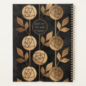 Elegante Golden Art Deco Rozen op zwarte achtergro Planner (Achterkant)