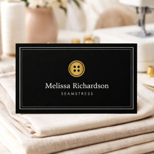 Elegante Golden Button Logo Seamstress, Tailor I Visitekaartje