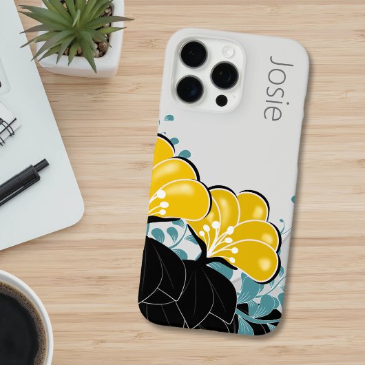 Elegante Golden Camellia's Naam toevoegen Case-Mate iPhone Case
