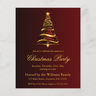 Elegante Golden Christmas Tree Party Budget Kaart