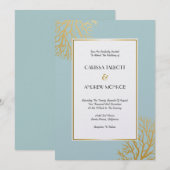 Elegante Golden Coral Reef takken op Seafoam Kaart (Voorkant / Achterkant)