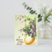Elegante  Golden Easter Egg en Bloemen Briefkaart (Staand voorkant)