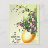 Elegante  Golden Easter Egg en Bloemen Briefkaart (Voorkant)
