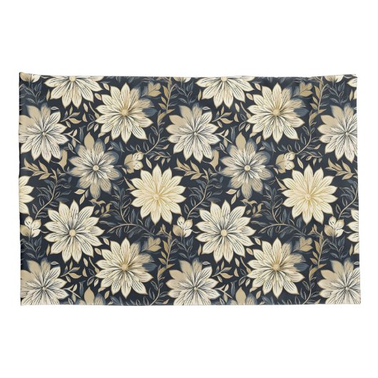 Elegante Golden Floral Harmony op een donkere acht Kussensloop (Achterkant-Rechts)