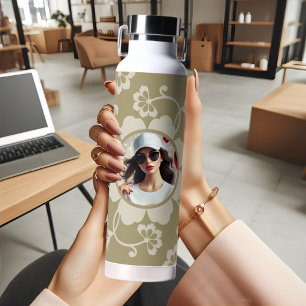 Elegante Golden Floral Sierlijke foto Waterfles