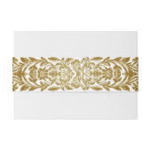 Elegante Golden Floral Wedding Wraparound Uitnodigingen Wikkel (Achterkant Voorbeeld)