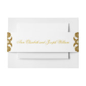 Elegante Golden Floral Wedding Wraparound Uitnodigingen Wikkel (Voorkant Voorbeeld)