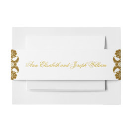 Elegante Golden Floral Wedding Wraparound Uitnodigingen Wikkel