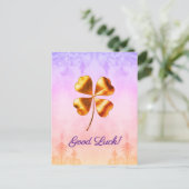 Elegante Golden Four-Leaf Clover Good Luck Briefka Feestdagenkaart (Staand voorkant)