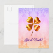 Elegante Golden Four-Leaf Clover Good Luck Briefka Feestdagenkaart (Voorkant / Achterkant)