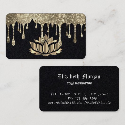 Elegante Golden Lotus Flower Yoga Visitekaartje (Voorkant / Achterkant)