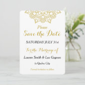 Elegante Golden Mandala bruiloft Save the Date Kaa (Staand voorkant)