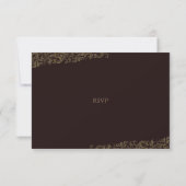 Elegante Golden Maroon Damask RSVP Kaartje (Achterkant)