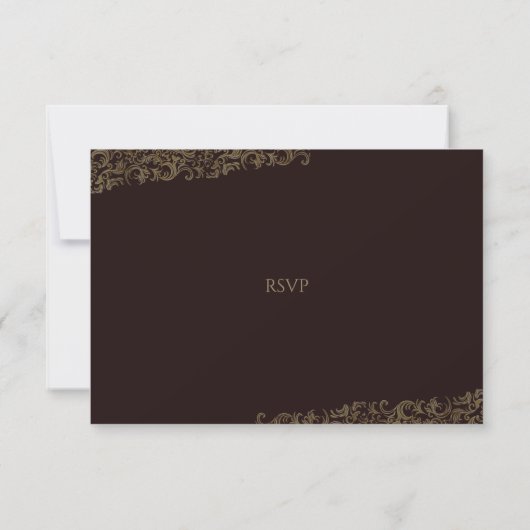 Elegante Golden Maroon Damask RSVP Kaartje (Achterkant)