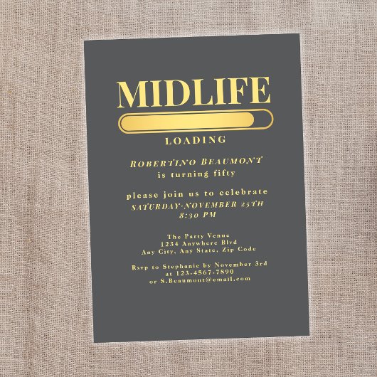 Elegante Golden Midlife Loading Bar 50e verjaardag Kaart