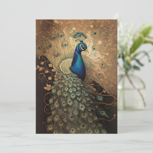 Elegante Golden Peacock Bird (Staand voorkant)