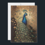 Elegante Golden Peacock Bird<br><div class="desc">Vier je dierbare vriendschappen met dit Elegant Golden Peacock Bird Wenskaart. Deze prachtige kaart heeft een boeiende illustratie van een schitterende gouden pauw met zijn veren sierlijk ontrold tegen een  achtergrond. De ingewikkelde details en glinsterende gouden accenten maken deze kaart een kunstwerk op zich.</div>