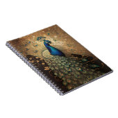 Elegante Golden Peacock Bird Notitieboek (Rechterzijde)