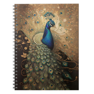 Elegante Golden Peacock Bird Notitieboek