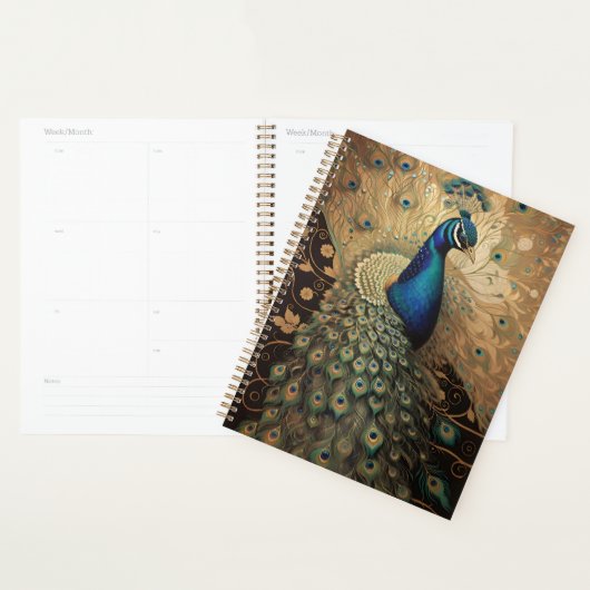 Elegante Golden Peacock Bird Planner (Display)