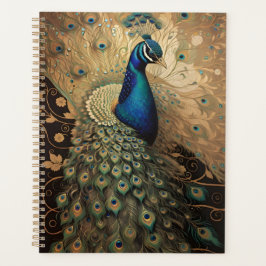 Elegante Golden Peacock Bird Planner