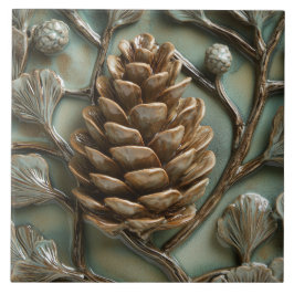 Elegante Golden Pinecone Faux Relief Tegeltje
