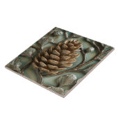 Elegante Golden Pinecone Faux Relief Tegeltje (Zijkant)