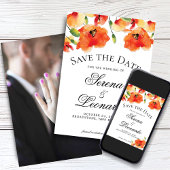 Elegante Golden Poppy Wedding Save the Date Kaart