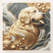 Elegante Golden Retriever Marble Vision Glazen Onderzetter (Voorkant)