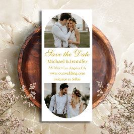 Elegante Golden Script 2 Arch foto's Sla de datum