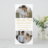 Elegante Golden Script 2 Arch foto's Sla de datum  (Staand voorkant)