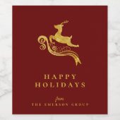 Elegante Golden Snowflake vakantie Wijn Etiket (Enkel label)