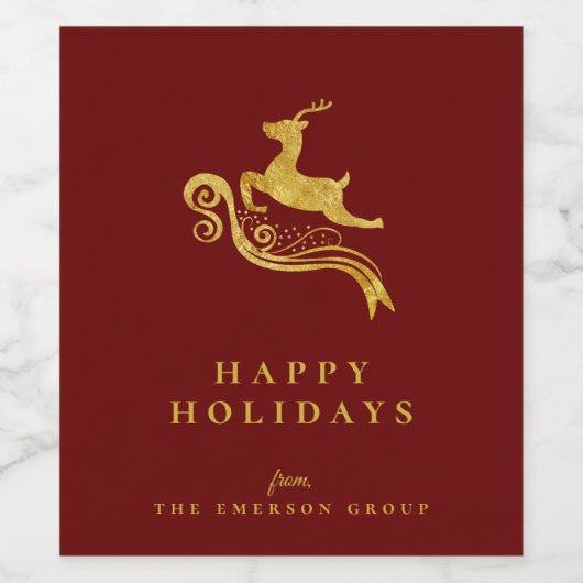 Elegante Golden Snowflake vakantie Wijn Etiket (Enkel label)