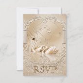 Elegante Golden Swans  officiële bruiloft RSVP (Voorkant)