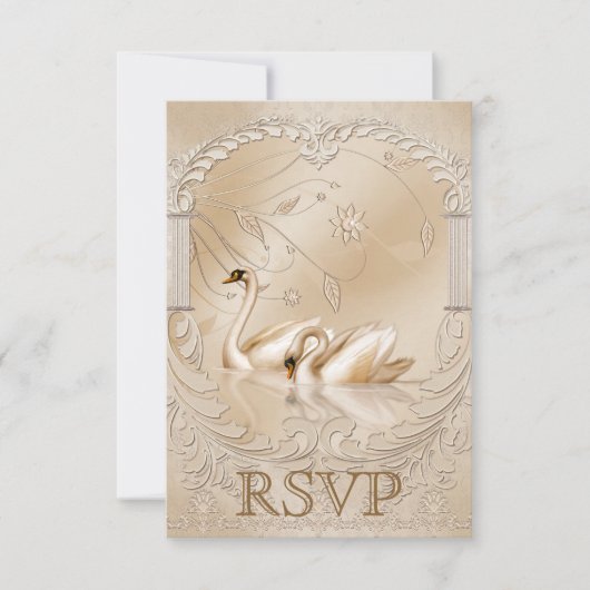 Elegante Golden Swans officiële bruiloft RSVP (Voorkant)