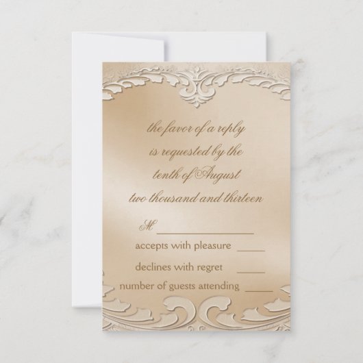 Elegante Golden Swans  officiële bruiloft RSVP (Achterkant)