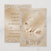 Elegante Golden Swans officiële bruiloft RSVP (Voorkant / Achterkant)
