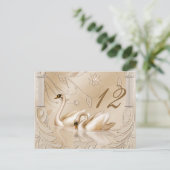 Elegante Golden Swans Tafel Kaart (Staand voorkant)