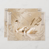 Elegante Golden Swans Tafel Kaart (Voorkant / Achterkant)