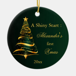 Elegante Golden Tree Baby eerste kerst Keramisch Ornament