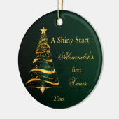 Elegante Golden Tree Baby eerste kerst Keramisch Ornament (Links)