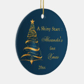 Elegante Golden Tree Baby Eerste Kerstmis Keramisch Ornament (Rechts)