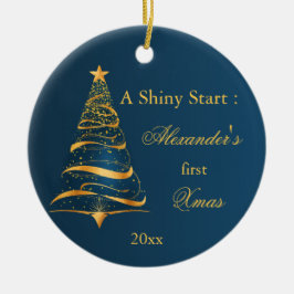 Elegante Golden Tree Baby Eerste Kerstmis Keramisch Ornament
